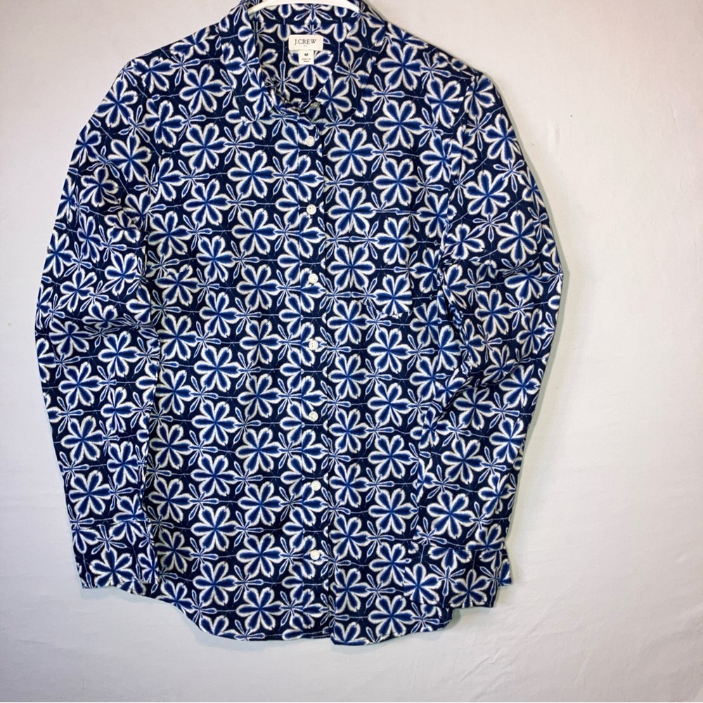 J. Crew Navy and White Floral Women’s Shirt